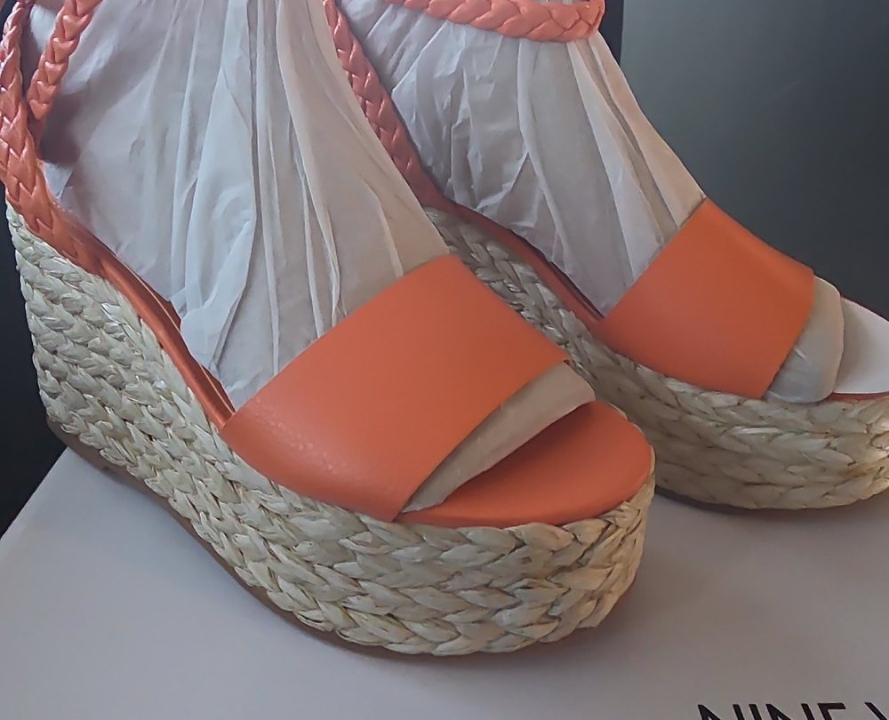 Nine West Orange Espadrille Wedges